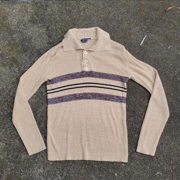 True Vtg 40s 50s THUNDERBIRD Columbia Knit Stripe Portland Local Sweater S USA - Picture 1 of 4